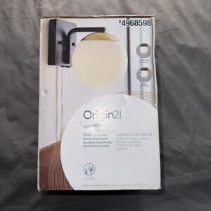 Origin21 GOLANI Wall Sconce Matte Black and Brushed Gold Finish Opal Glass Shade